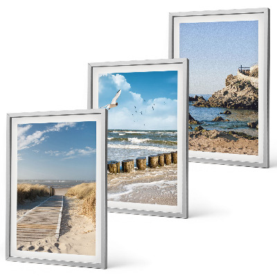 Three-piece wall art piece Beach wooden path cliffs