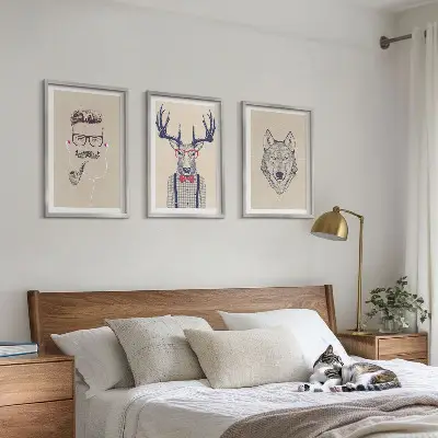 Set of 3 framed animal portrait wall art stylish framed animal prints