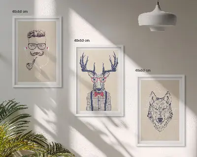 Set of 3 framed animal portrait wall art stylish framed animal prints
