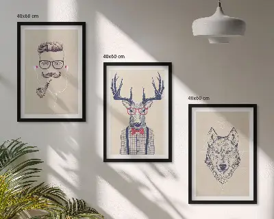 Set of 3 framed animal portrait wall art stylish framed animal prints