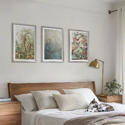 Wall art set Tropical plants birds nature