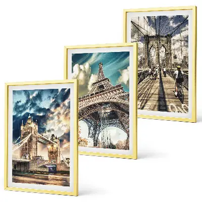 Three-piece wall art piece Bridges, towers, European cities
