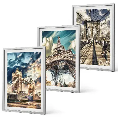 Three-piece wall art piece Bridges, towers, European cities