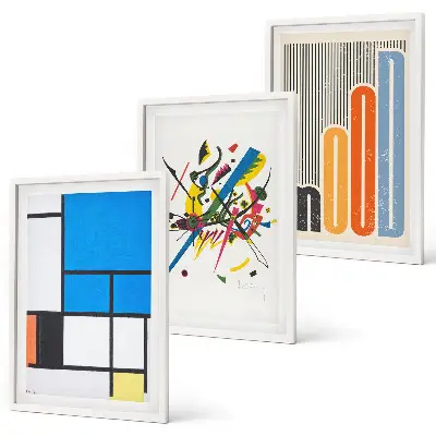 Abstract Modern Geometrics wall art set of 3 framed pieces