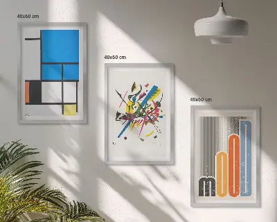 Abstract Modern Geometrics wall art set of 3 framed pieces