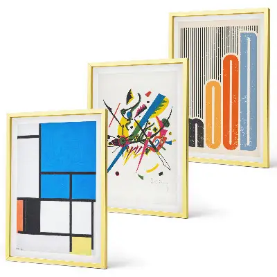 Set of 3 framed wall art pieces Abstract Modern Geometrics