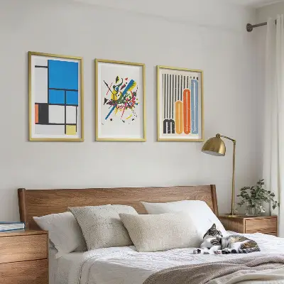 Abstract Modern Geometrics wall art set of 3 framed pieces