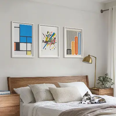 Abstract Modern Geometrics wall art set of 3 framed pieces
