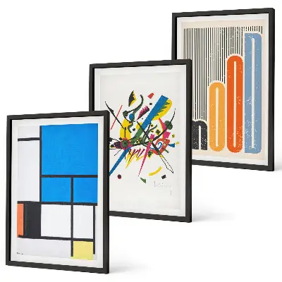 Abstract Modern Geometrics wall art set of 3 framed pieces