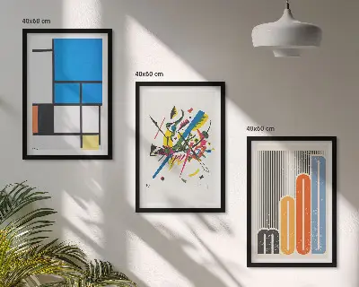 Abstract Modern Geometrics wall art set of 3 framed pieces