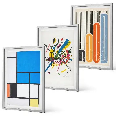 Abstract Modern Geometrics wall art set of 3 framed pieces