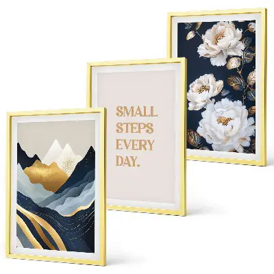 Wall art set featuring abstract mountain and flower inspiration