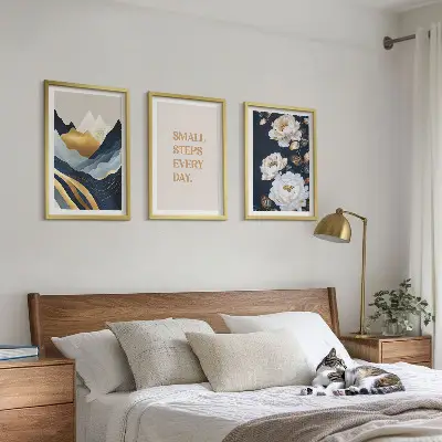 Wall art set featuring abstract mountain and flower inspiration