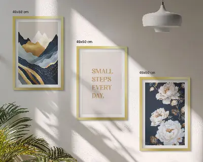 Wall art set featuring abstract mountain and flower inspiration