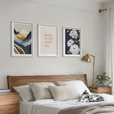 Wall art set featuring abstract mountain and flower inspiration