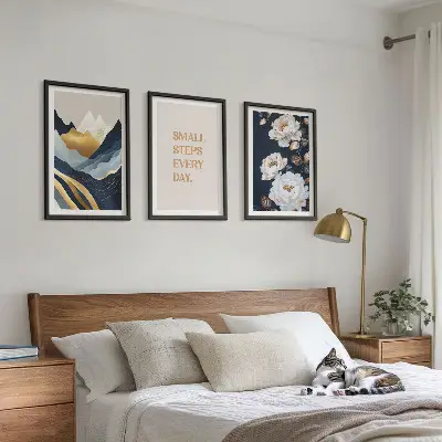 Wall art set featuring abstract mountain and flower inspiration