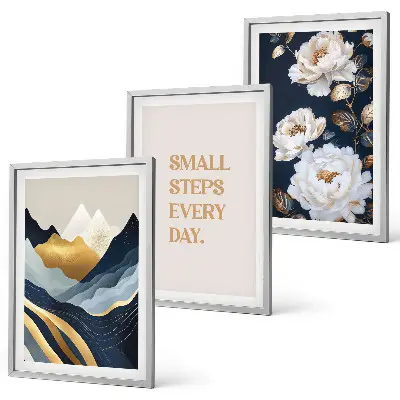 Wall art set featuring abstract mountain and flower inspiration