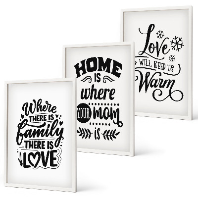 Three-piece wall art piece Family, love, home, warmth