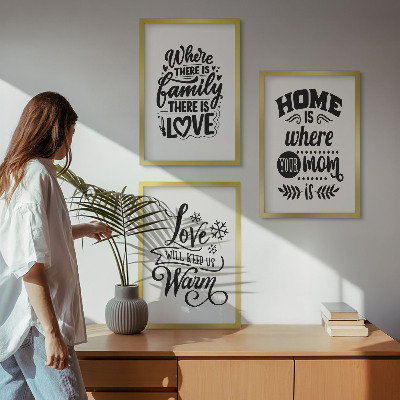 Three-piece wall art piece Family, love, home, warmth