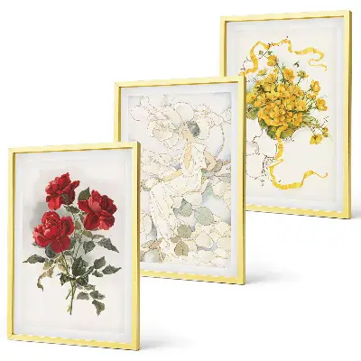 Wall art set red and white roses