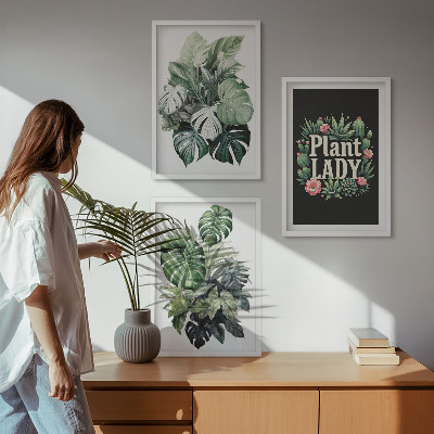 Three-piece wall art piece Tropical plants Plant Lady