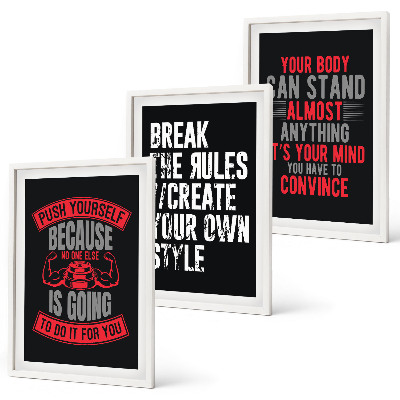 Set of 3 framed wall art pieces Motivation, training, self-development