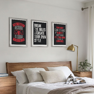 Set of 3 framed wall art pieces Motivation, training, self-development