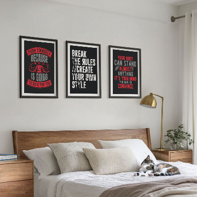 Set of 3 framed wall art pieces Motivation, training, self-development