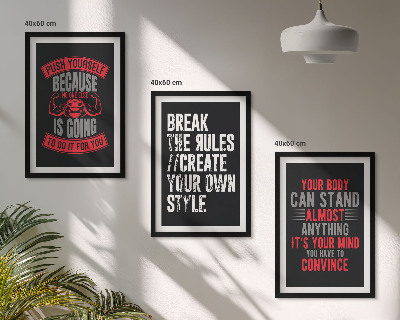 Set of 3 framed wall art pieces Motivation, training, self-development