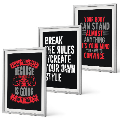 Set of 3 framed wall art pieces Motivation, training, self-development