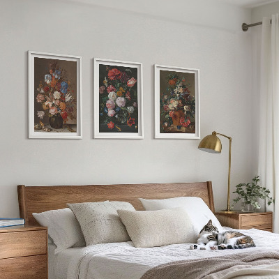 Three-piece wall art piece Flowers in vases compositions