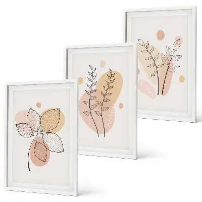 Pastel plant drawings set of 3 framed wall art pieces