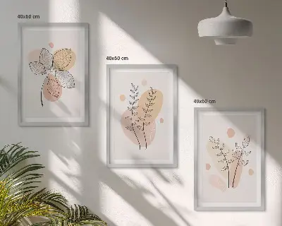 Pastel plant drawings set of 3 framed wall art pieces