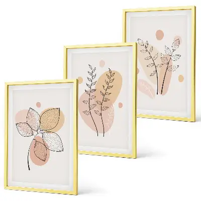 Pastel plant drawings set of 3 framed wall art pieces