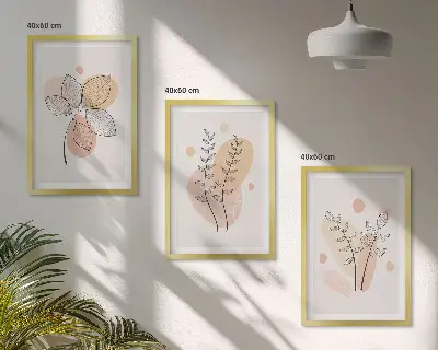 Pastel plant drawings set of 3 framed wall art pieces