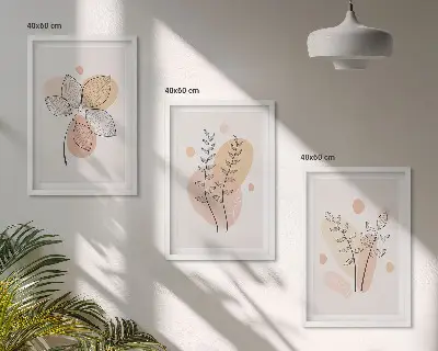 Pastel plant drawings set of 3 framed wall art pieces
