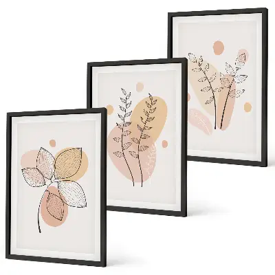 Pastel plant drawings set of 3 framed wall art pieces