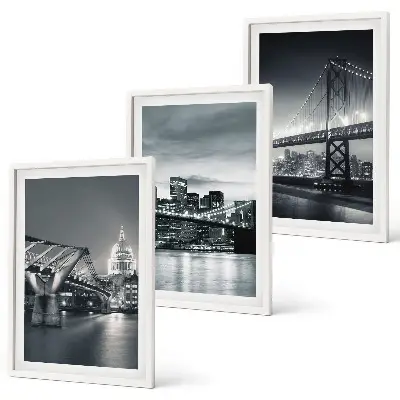 Wall art set Bridges, city architecture, gray