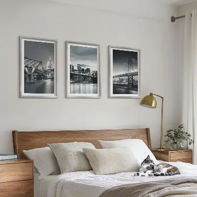 Wall art set Bridges, city architecture, gray