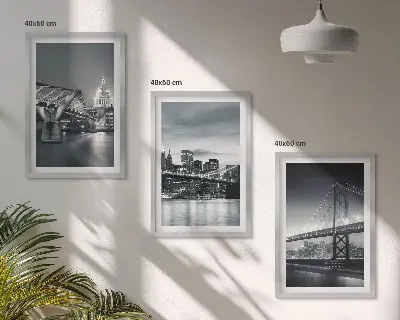 Wall art set Bridges, city architecture, gray