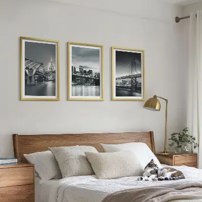 Wall art set Bridges, city architecture, gray