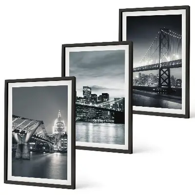 Wall art set Bridges, city architecture, gray