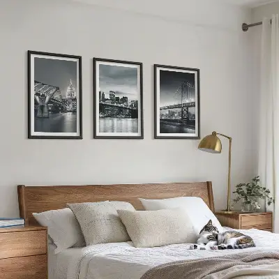 Wall art set Bridges, city architecture, gray