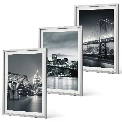 Wall art set Bridges, city architecture, gray