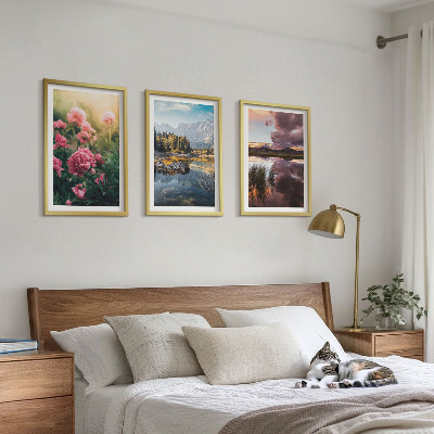 Wall art set Flowers garden mountains water