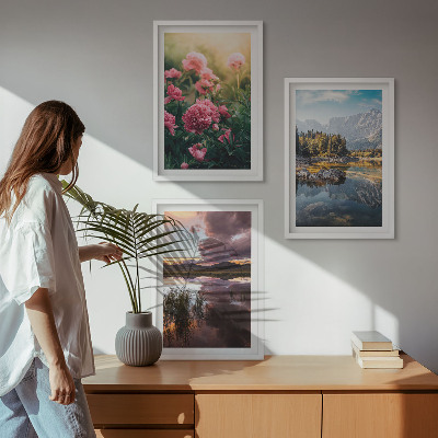 Wall art set Flowers garden mountains water