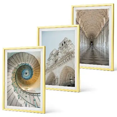 Set of 3 framed wall art pieces Spiral staircase of the cathedral facade