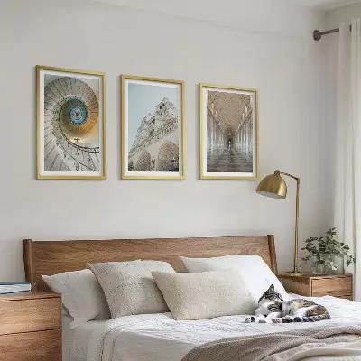 Set of 3 framed wall art pieces Spiral staircase of the cathedral facade