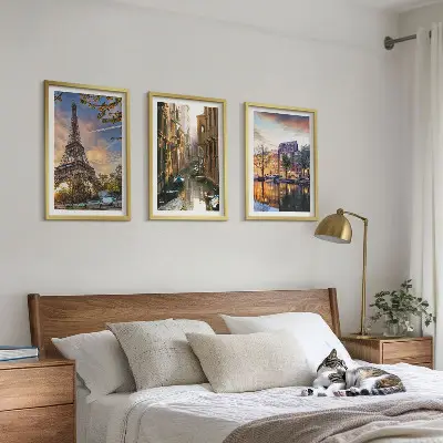 Wall art set Eiffel Tower Venice Amsterdam canals