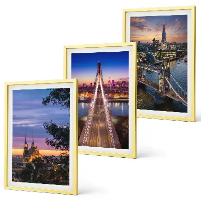 Wall art set featuring views of bridges and sunsets